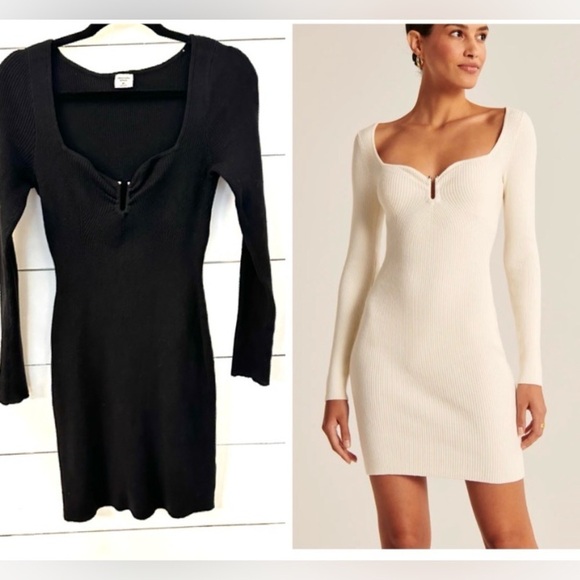 Abercrombie & Fitch Dresses & Skirts - ABERCROMBIE & FITCH MT Black Hardware stretch mini sweater dress bodycon LBD
